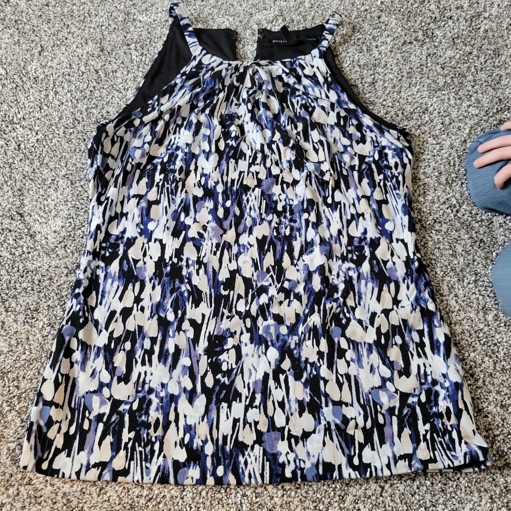Stylish Women's Sleeveless Top - Black and Blue Pattern